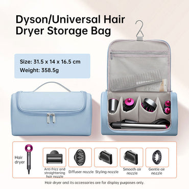 Large Capacity Hair Dryer Organizer Bag | PU Leather, Waterproof, Double-Layer & Non-Slip Interior for Travel, Salon & Home