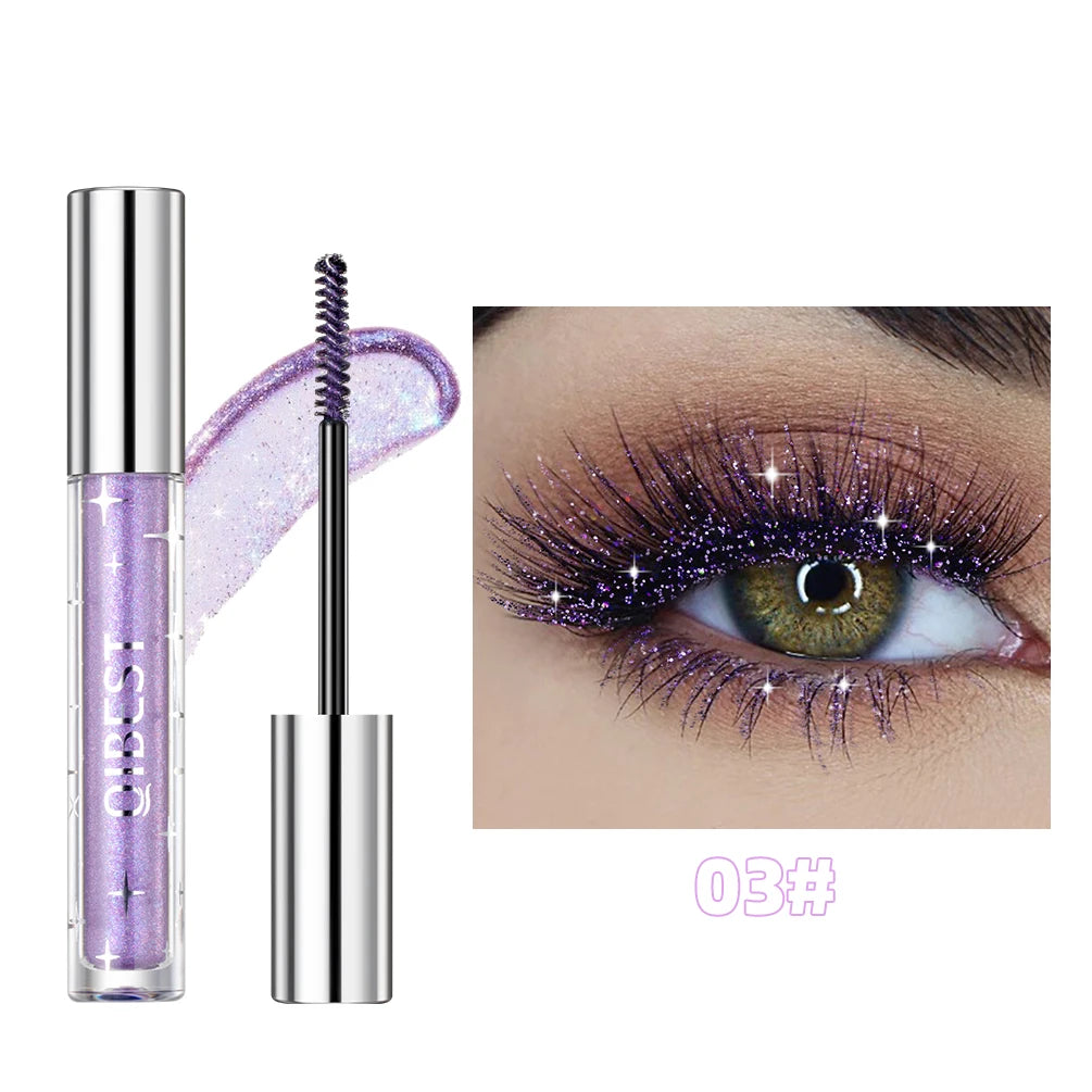 QIBEST Diamond Glitter Mascara - Long Lasting, Quick Dry & Curling Shiny Eyelash Makeup for Voluminous Extensions