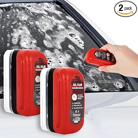 2-Pack Automotive Oil Film Cleaning Brush – Streak-Free Car Window Cleaner, Anti-Fog & Rain Repellent Windshield Cleaning Tool