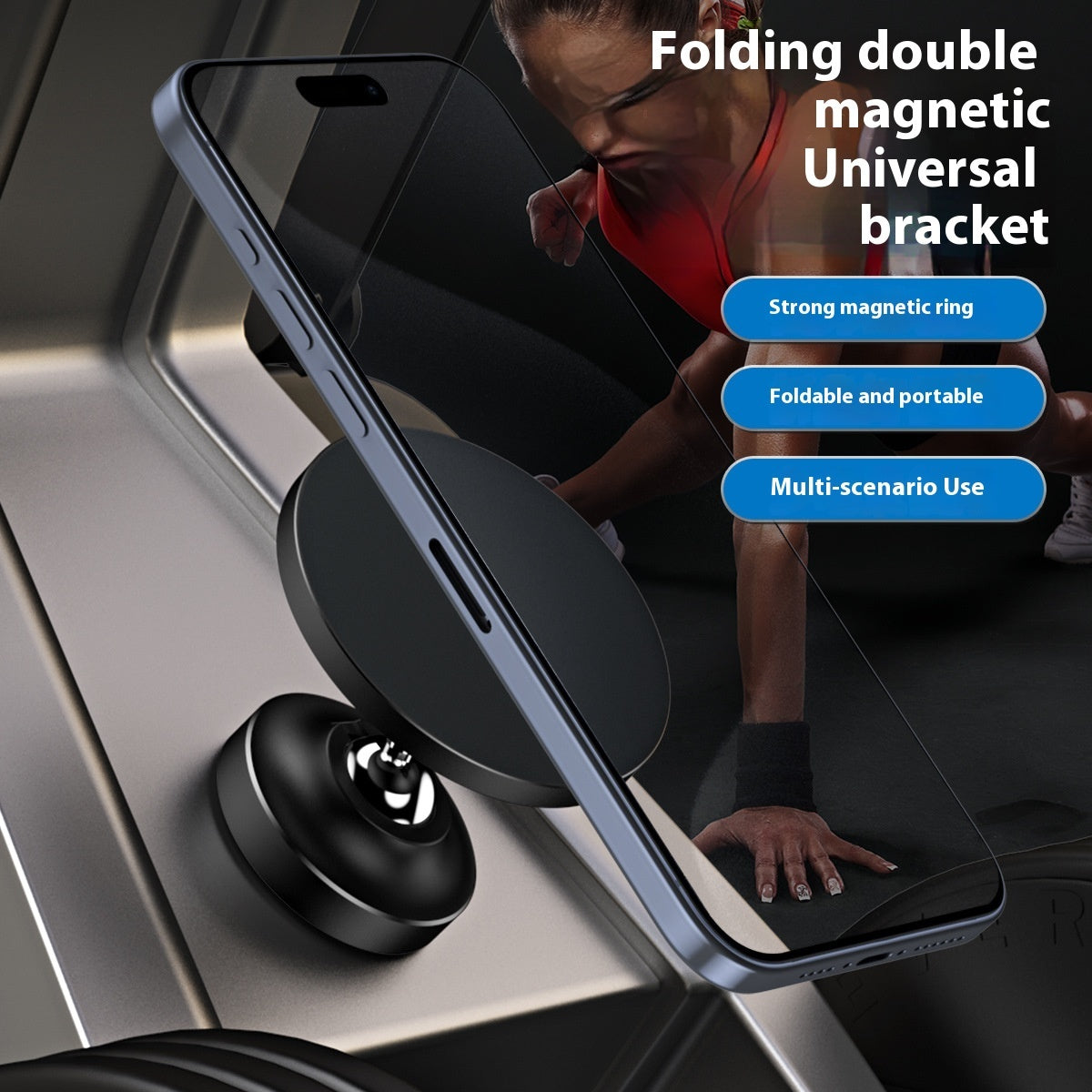 Double Magnetic Phone Holder 360 Degree Rotating Gym