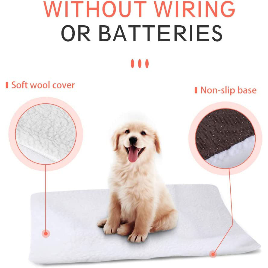 Dog Bed Pet Cushion Mat Self-heating Cat Dog Bed Blanket Microwave Oven Heating Warm Berber Fleece Kennel