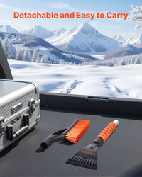 Snow Brush And Ice Scrapers For Car Windshield, 27-inch Aluminum Snow Scraper Removal Tool With Foam Grip & Scratch-Free Bristles, Detachable And Easy-to-Carry For Cars, Trucks, SUVs, RVs
