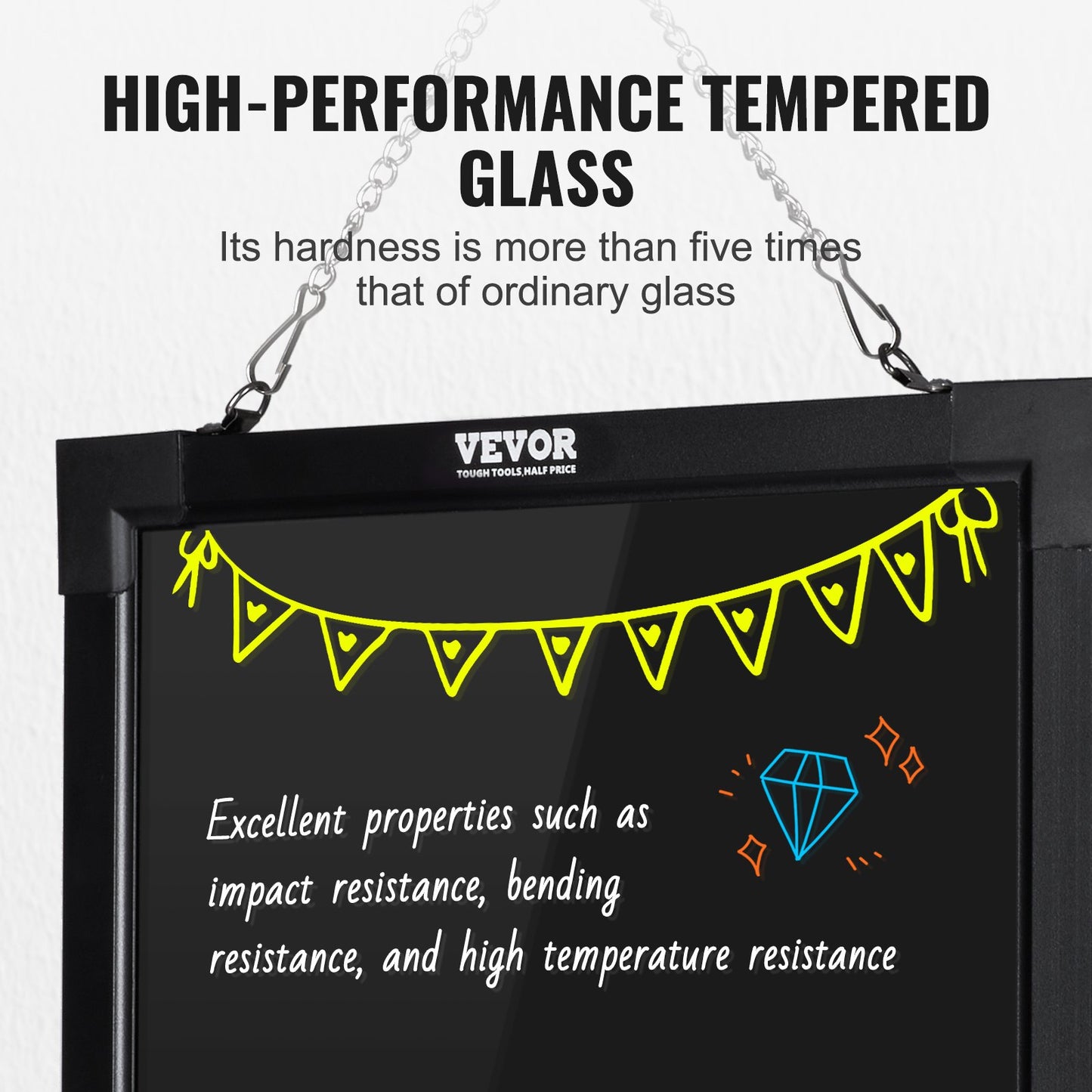 LED Message Writing Board, 16"x12" Illuminated Erasable Lighted Chalkboard, Neon Effect Menu Sign Board, Drawing Board With 8 Fluorescent Chalk Markers And Remote Control, For Home Wedding Shop