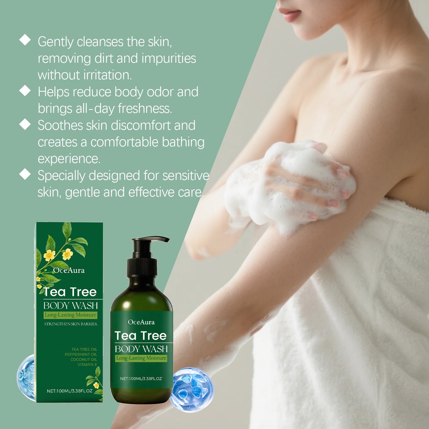 Moisturizing Refreshing Tea Tree Body Wash For Hydrating And Soothing Skin Care