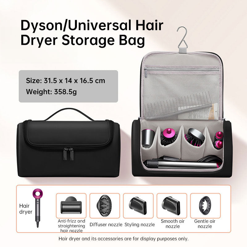Large Capacity Hair Dryer Organizer Bag | PU Leather, Waterproof, Double-Layer & Non-Slip Interior for Travel, Salon & Home