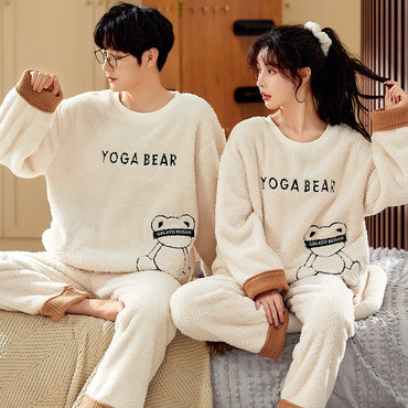 Coral Fleece Couple Household Velvet Pajamas