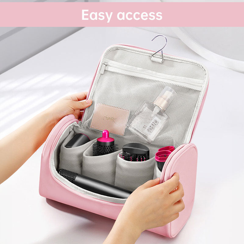 Large Capacity Hair Dryer Organizer Bag | PU Leather, Waterproof, Double-Layer & Non-Slip Interior for Travel, Salon & Home
