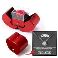 Fashion Jewelry Box Red Apple Valentines Gift Necklace Eternal Rose For Girl Mother's Day Valentine's Day Gifts With Artificial Flower Rose Flower Jewelry Box