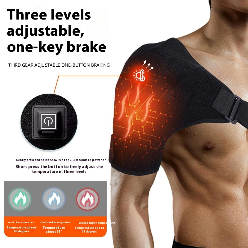 USB Heated Shoulder Wrap Pad Electric Heating Shoulder Brace for Rotator Cuff Adjustable Heat Levels Auto-Off Pain Relief