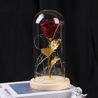 Valentines Day Gift  For Girlfriend Eternal Rose Flowers LED Light In Glass Cover Day Wedding Decoration Favors Mother Day Female Gift