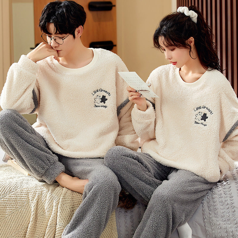 Coral Fleece Couple Household Velvet Pajamas