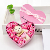 10 Soap Flower Rose Gift Box Bear Girlfriend Birthday Wedding Gift for Valentine's Day