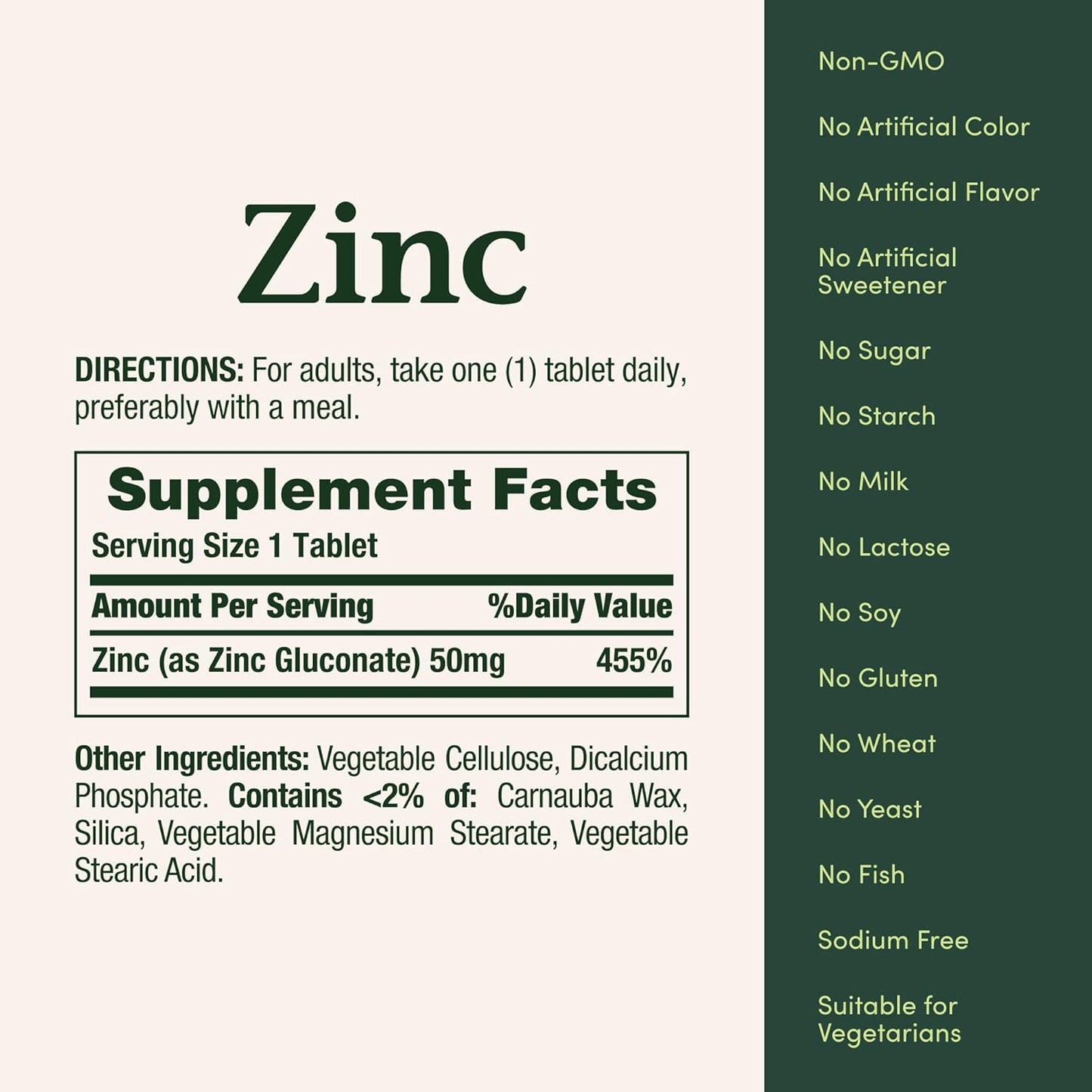 Nature’s Bounty Zinc 50mg | Immune System, Skin, & Antioxidant Health Support | Contributes to DNA Formation | Vegetarian, Non-GMO, Gluten Free | 100 Caplets, 1 Serving Per Day for Daily Health