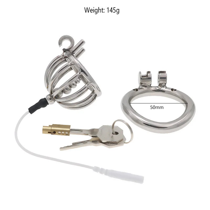 Chastity Lock Electric Shock Pulse Stainless Steel Penis Cage Wearing Out Bondage Anal Plug Adult Chastity Cock cage Chastity