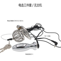 Chastity Lock Electric Shock Pulse Stainless Steel Penis Cage Wearing Out Bondage Anal Plug Adult Chastity Cock cage Chastity