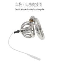 Chastity Lock Electric Shock Pulse Stainless Steel Penis Cage Wearing Out Bondage Anal Plug Adult Chastity Cock cage Chastity
