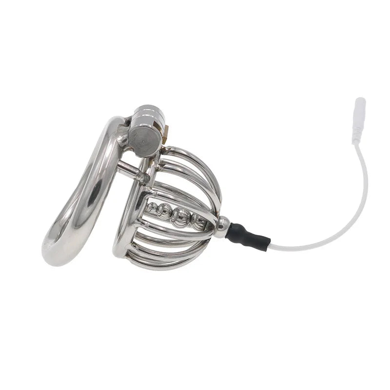 Chastity Lock Electric Shock Pulse Stainless Steel Penis Cage Wearing Out Bondage Anal Plug Adult Chastity Cock cage Chastity