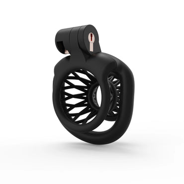 junket Sissy Mini Male Chastity Lock CB Lock ,Locked In Lust Male Chastity Device With 4 Base Ring