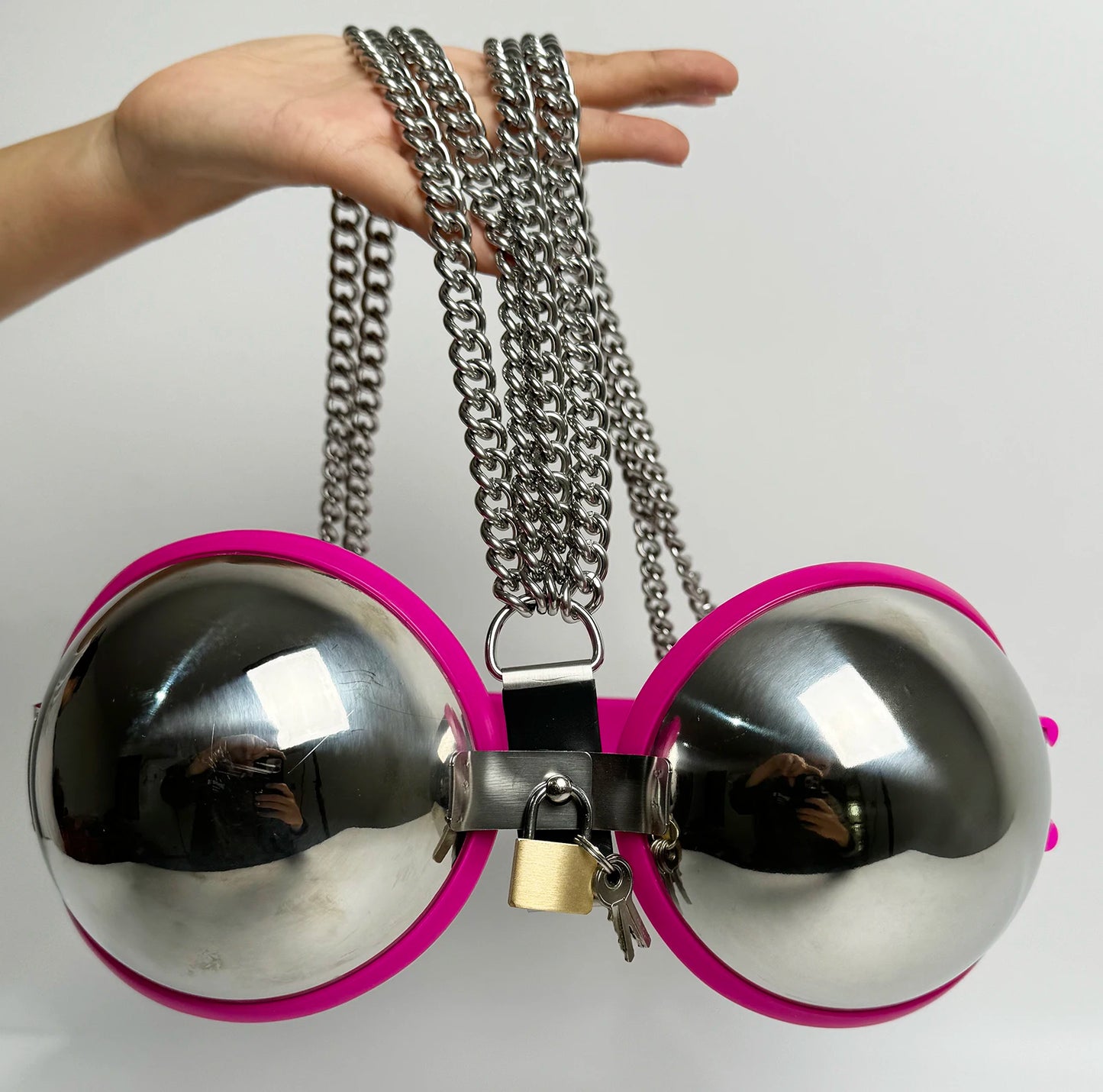 Female Chastity Device Bra Stainless Steel Adjustable BDSM Slave Metal Lockable Underwear Chain Bondage Game Erotic Slave