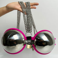 Female Chastity Device Bra Stainless Steel Adjustable BDSM Slave Metal Lockable Underwear Chain Bondage Game Erotic Slave