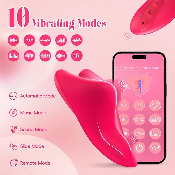 Wearable Panty Vibrator for Women & Couples  App & Remote Control Wireless Sex Toy with 10 Vibration Modes Magnetic Clip USB Rechargeable & IPX65 Waterproof GSpot Stimulator (Red)