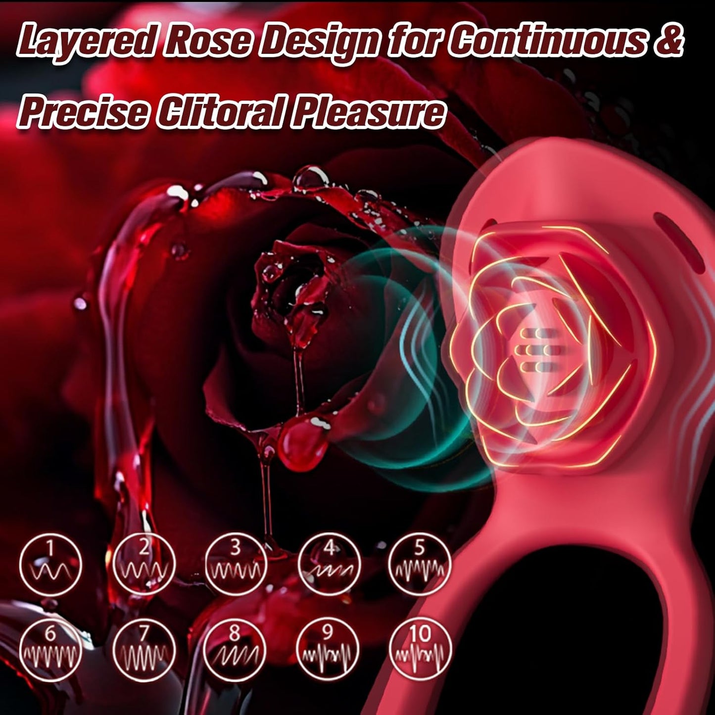 ZOOPLOU App Remote Control Rose Wearable Vibrator & Vibrating Cock Ring for Couples 10 Modes Hands Free Panty Clitoral Stimulator USB Rechargeable & 100% Waterproof Adult Sex Toy