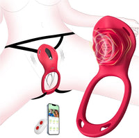 ZOOPLOU App Remote Control Rose Wearable Vibrator & Vibrating Cock Ring for Couples 10 Modes Hands Free Panty Clitoral Stimulator USB Rechargeable & 100% Waterproof Adult Sex Toy