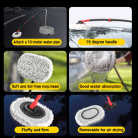 Portable 41-inch Automatic Water Car Wash Mop For Home And Outdoor Use, Featuring A Soft Brush Head To Prevent Scratches, Includes A 10-meter Hose That Connects To A Water Faucet, Suitable For Cleanin
