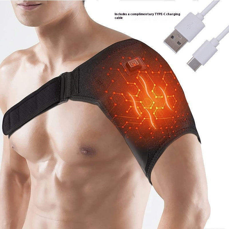 USB Heated Shoulder Wrap Pad Electric Heating Shoulder Brace for Rotator Cuff Adjustable Heat Levels Auto-Off Pain Relief
