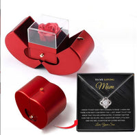Fashion Jewelry Box Red Apple Valentines Gift Necklace Eternal Rose For Girl Mother's Day Valentine's Day Gifts With Artificial Flower Rose Flower Jewelry Box
