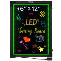 LED Message Writing Board, 16"x12" Illuminated Erasable Lighted Chalkboard, Neon Effect Menu Sign Board, Drawing Board With 8 Fluorescent Chalk Markers And Remote Control, For Home Wedding Shop