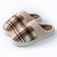 Plaid Plush Slippers Warm Soft Non-slip Bedroom Home Slipper For Couples Women Men House Shoes